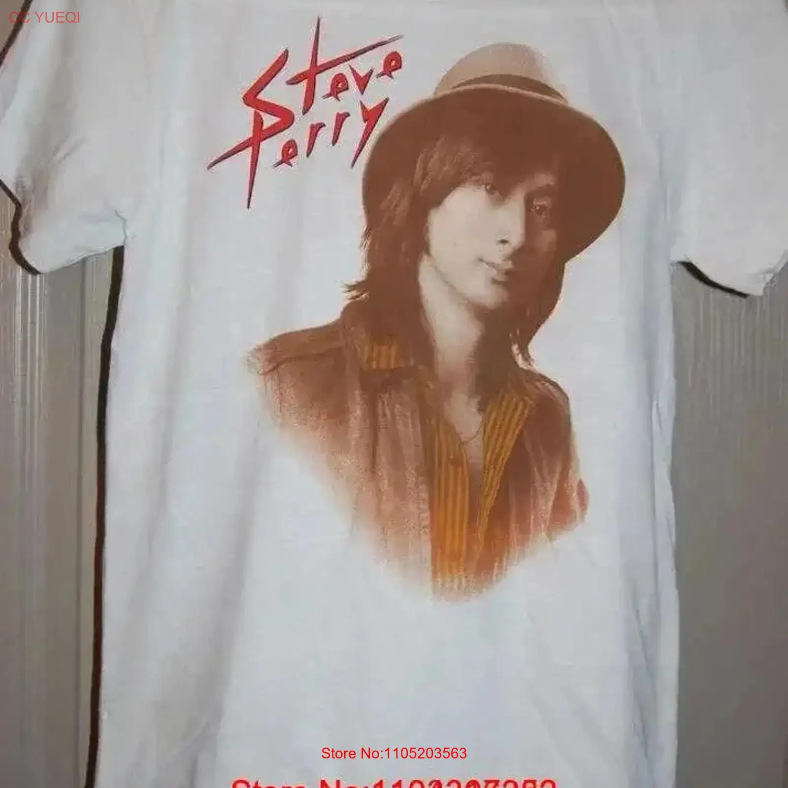Vintage Fashion Knitwear - เสื้อยืดผู้ชายลายคอนเสิร์ตสตีฟ เพอร์รี่ สีขาว ทุกไซส์ S ถึง