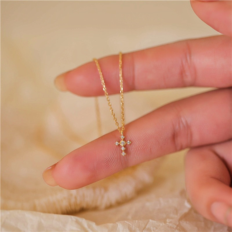 Vintage Fashion Show - S925 เงินสเตอร์ลิง CROSS Zircon จี้สร้อยคอ Clavicle
