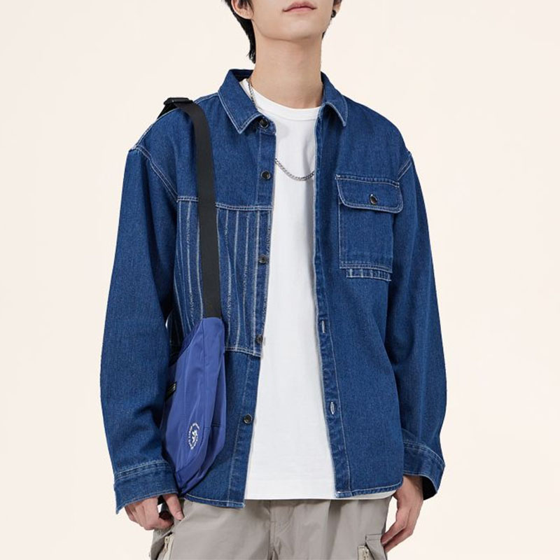 Vintage Fashion Now - ผู้ชายเกาหลี Chic Turn-Down COLLAR DENIM แจ็คเก็ตฤดูใบไม้ผลิฤดูใบไม้ร่วงแขนยาวตอนนี้
