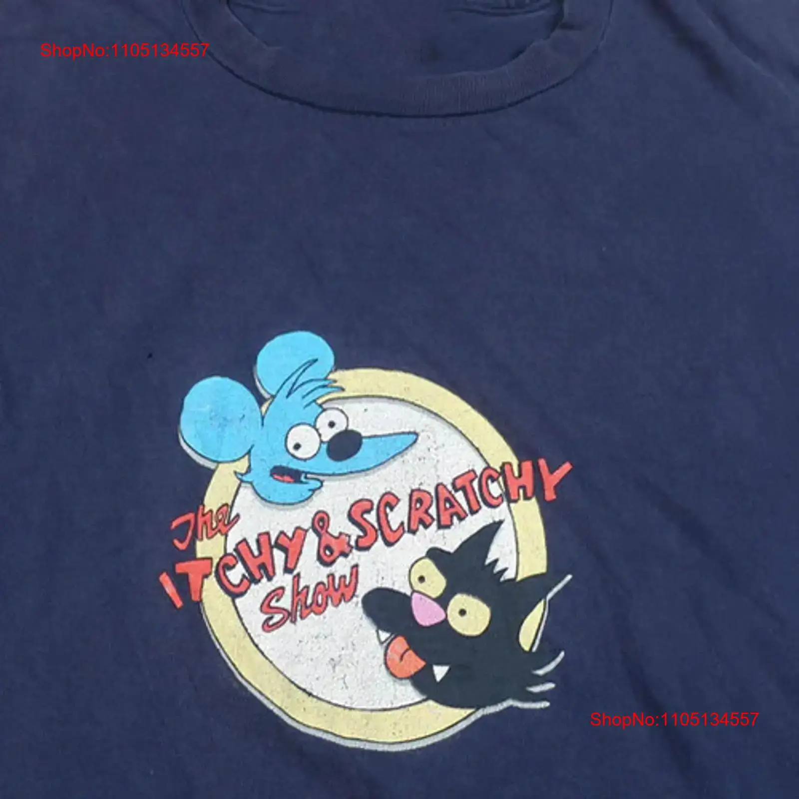 Vintage Fashion Show - เสื้อยืดวินเทจ The Itchy Scratchy Show สีกรมท่า