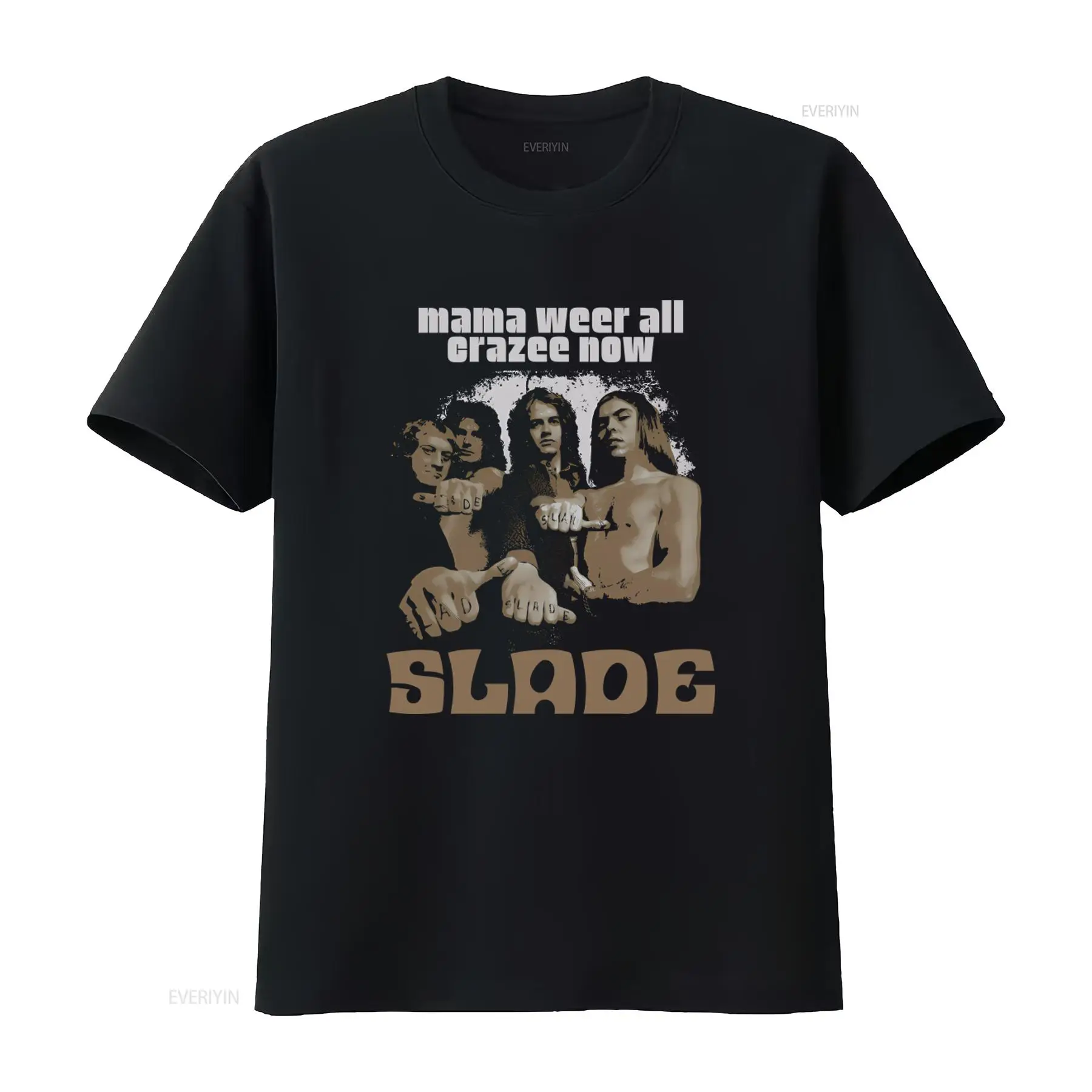 Vintage Fashion Now - เสื้อยืดพิมพ์ลายวงดนตรีร็อค Slade Mama Weer All Crazee