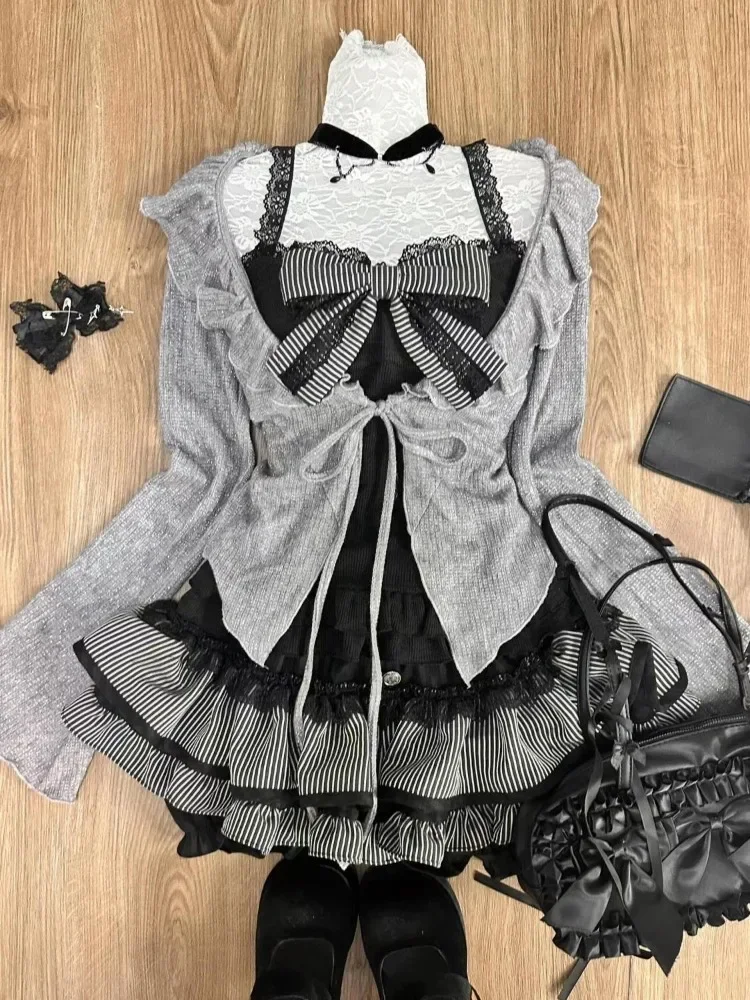 Vintage Fashion Knitwear - Sweet Lolita Vintage ชุดผู้หญิง Ruffles เสื้อสเวตเตอร์ถัก