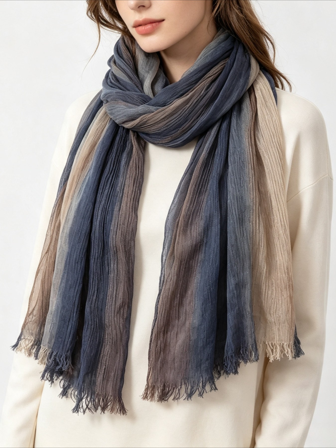 ผ้าคลุมฮิญาบลายทางไล่เฉดสีสไตล - Vintage Fashion Shop บทวิจารณ์และราคา