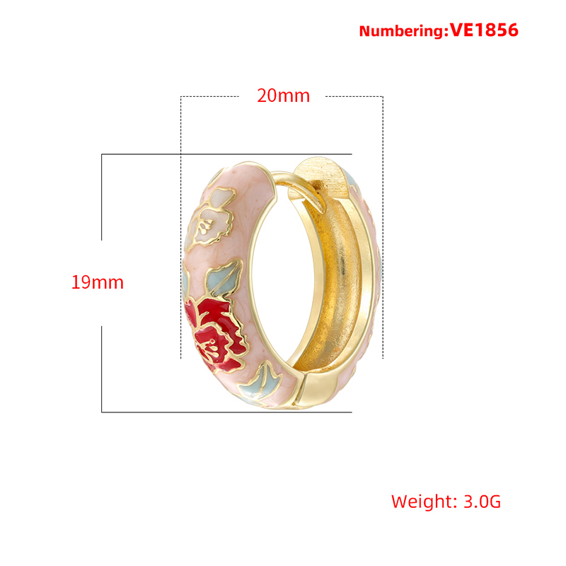 ต่างหูห่วงเคลือบลายดอกไม้สไตล์ - Vintage Fashion Illustration บทวิจารณ์และราคา