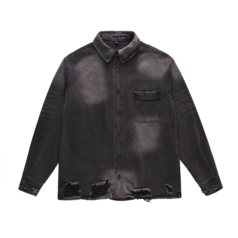 เสื้อแจ็คเก็ตยีนส์ขาดๆ สไตล์สต - Vintage Fashion Streetwear บทวิจารณ์และราคา
