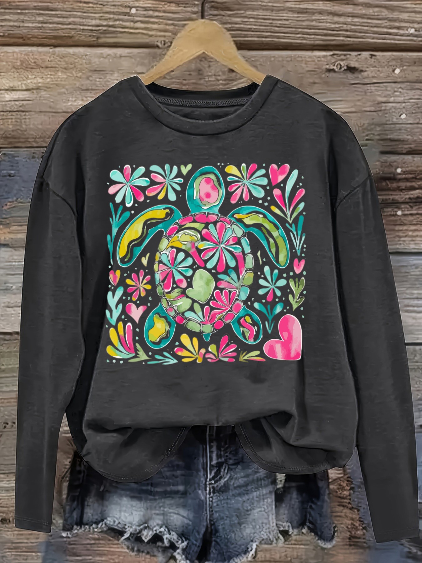 เสื้อยืดแขนยาวคอกลมลำลองสำหรับ - Printed Floral Shirt บทวิจารณ์และราคา