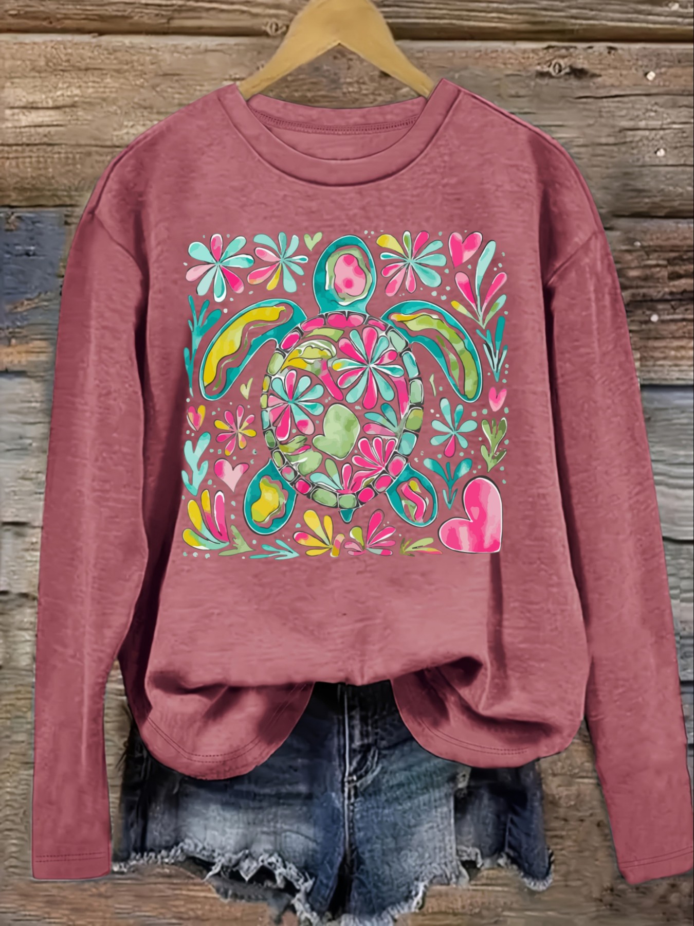 เสื้อยืดแขนยาวคอกลมลำลองสำหรับ - Printed Floral Shirt บทวิจารณ์และราคา