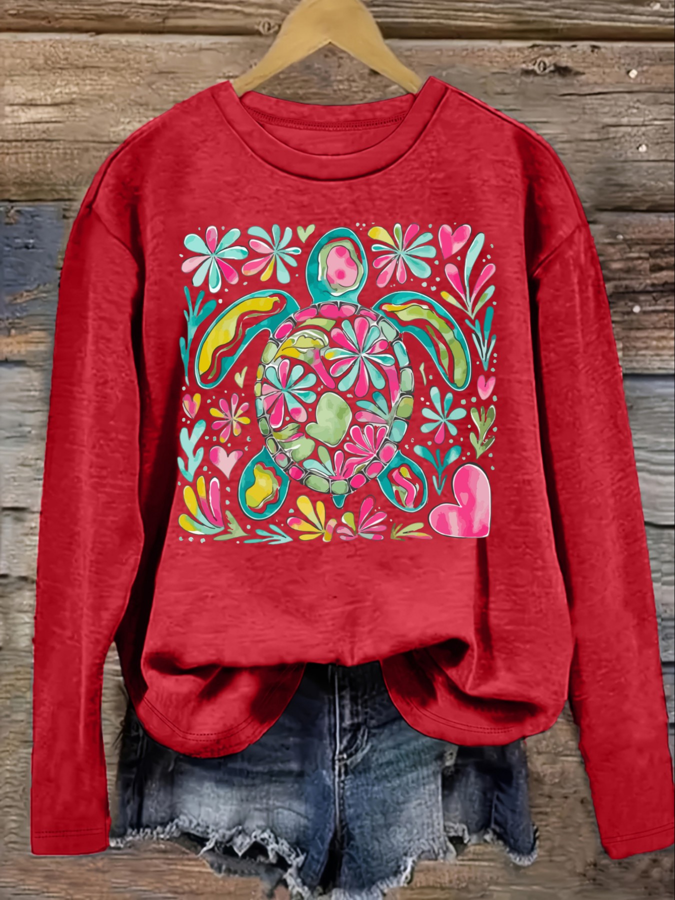 เสื้อยืดแขนยาวคอกลมลำลองสำหรับ - Printed Floral Shirt บทวิจารณ์และราคา