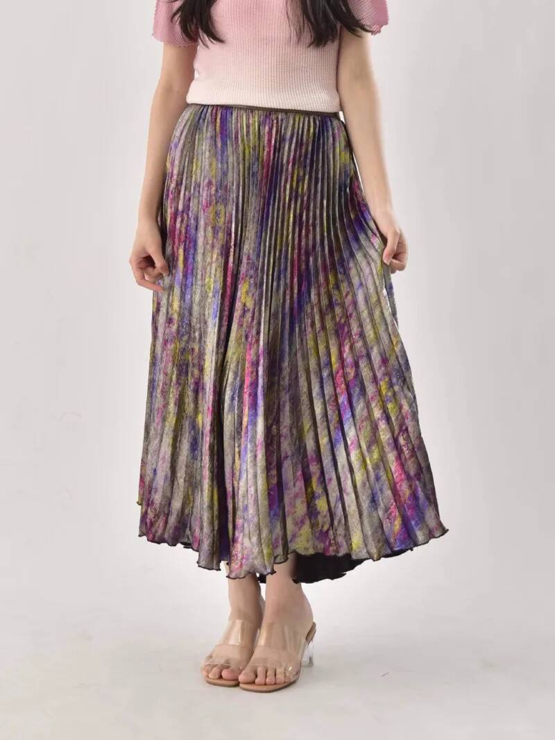 กระโปรงมิดิเอวสูงสีสันสดใสหรูห - Vintage Fashion Old Money บทวิจารณ์และราคา
