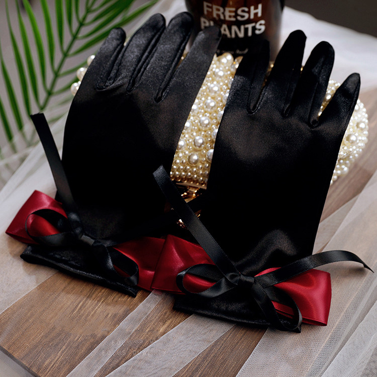 ผู้หญิงElegant Bowถุงมือซาตินส - Vintage Fashion Photographers บทวิจารณ์และราคา