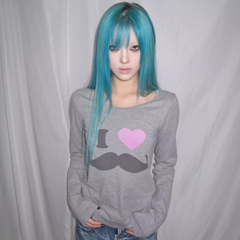 เสื้อยืดพิมพ์ลายเคราสไตล์ Y2K  - Vintage Fashion Streetwear บทวิจารณ์และราคา