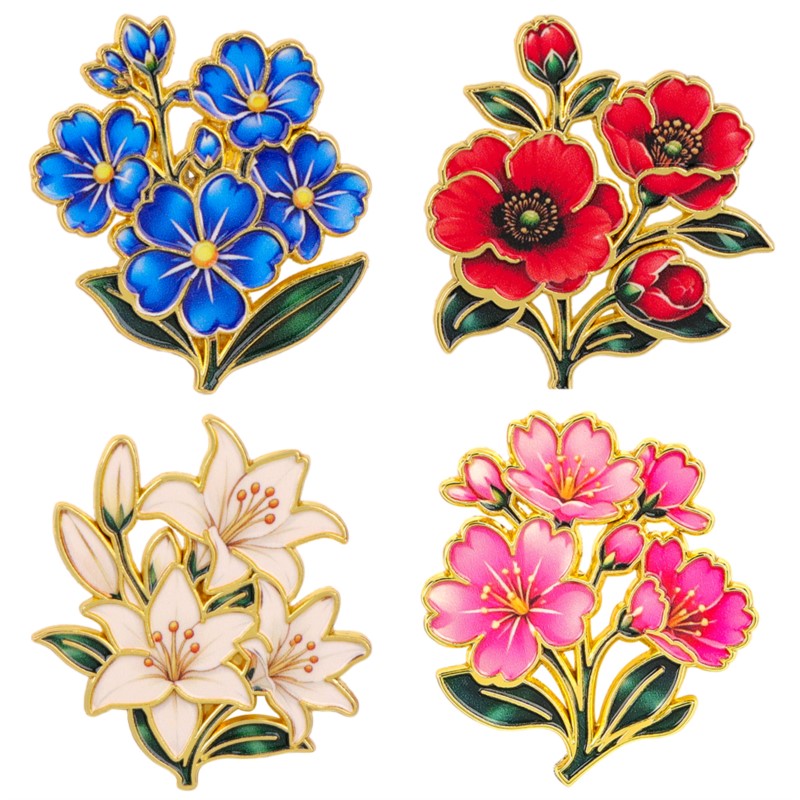 เข็มกลัดเคลือบสีสันสดใสลายดอกไ - Vintage Victorian Fashion บทวิจารณ์และราคา