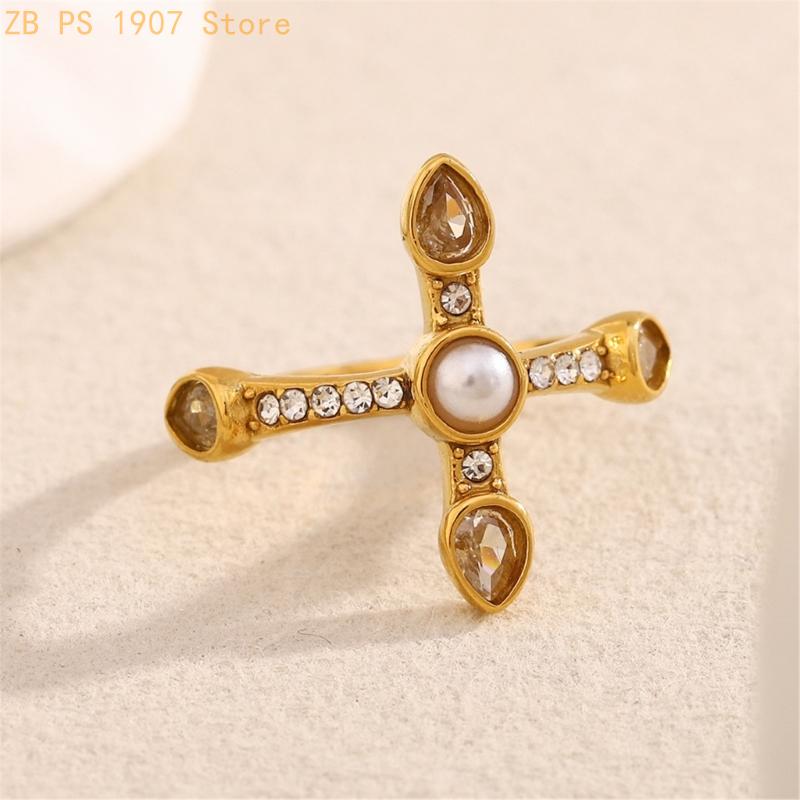 แหวนแฟชั่นสแตนเลส ตรงกลางโค้งม - Vintage Fashion Center บทวิจารณ์และราคา
