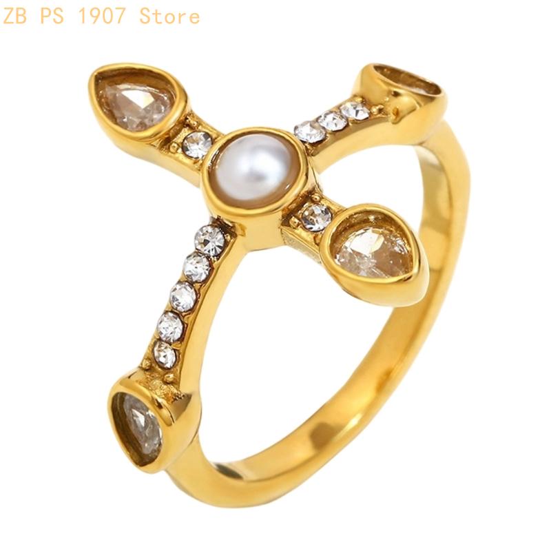 แหวนแฟชั่นสแตนเลส ตรงกลางโค้งม - Vintage Fashion Center บทวิจารณ์และราคา