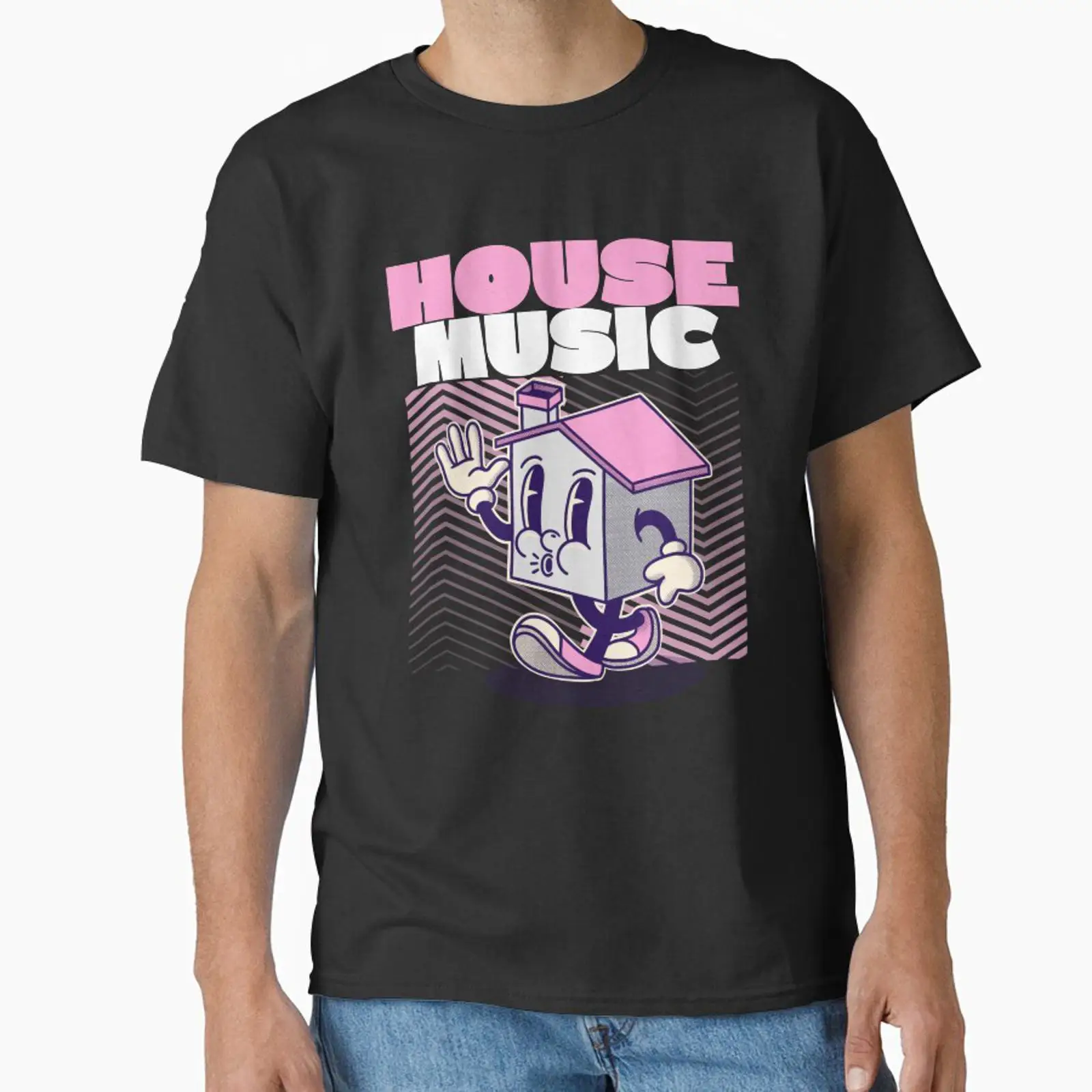 เสื้อยืด HOUSE MUSIC สีชมพู ลา - Vintage Fashion Houses บทวิจารณ์และราคา
