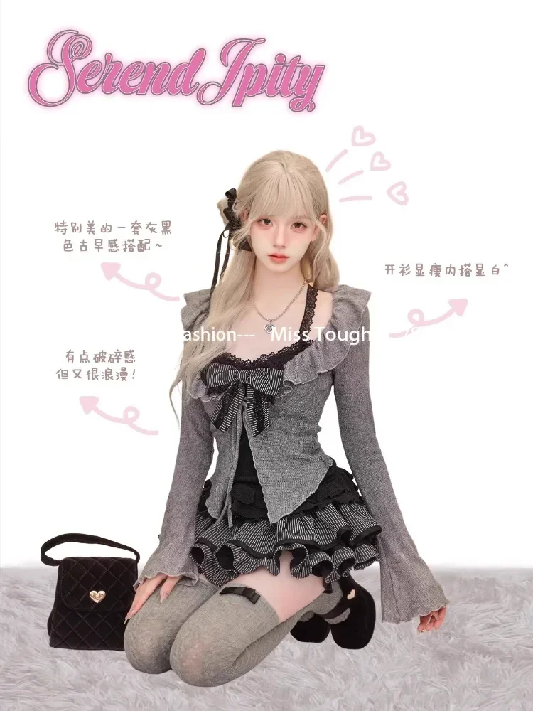 Sweet Lolita Vintage ชุดผู้หญิ - Vintage Fashion Knitwear บทวิจารณ์และราคา